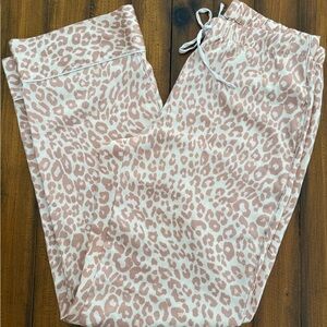 Victoria's Secret Women’s Cream and Mauve Leopard Print Silky Pajama Pants Small
